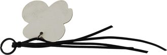 Costume National Mens White Leather Butterfly Logo Keyring Cnc Keychain Metal Accessory