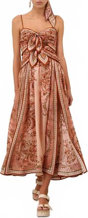 Zimmermann Aster Scarf Midi Dress In Pink Paisley Floral