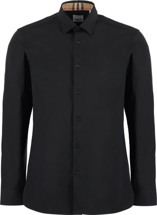 Burberry Klassieke Katoenen Shirt met Elastaan - Heren - Casual Overhemden - Zwart - S - Katoen - Overhemden