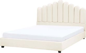 Beliani Waterbed Velvet VINCENNES 180 x 200 cm (EU Super King) Off-White