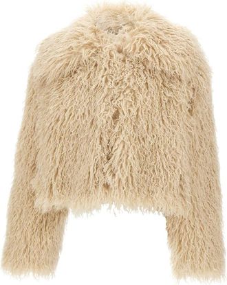 HUGO BOSS Jassen, Dames, Beige, M, Polyester, Cefura Faux Fur Coat
