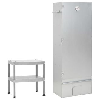 Berkfield Home BBQ Oven Smoker with Table Galvanised Steel in Silver