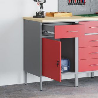 vidaXL Vidaxl - Banco da Lavoro con cassetto Rosso e grigio 50 x 55 x 85 cm