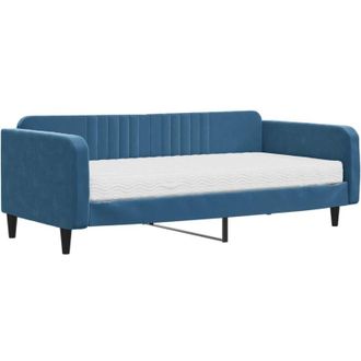 vidaXL Vidaxl - Sof&aacute; Cama Con Colch&oacute;n Terciopelo Azul 100x200 Cm