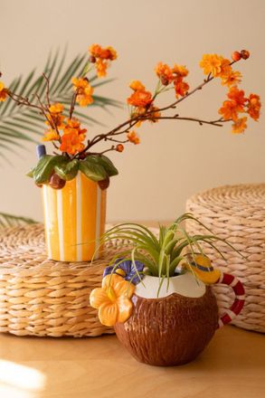 Kalalou Set Of Two Ceramic Cocktail Inspired Vases