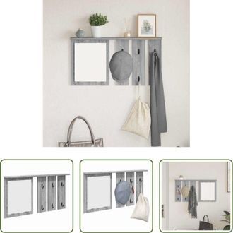 vidaXL Appendiabiti con specchio - Appendiabiti a muro con specchio Grigio sonoma 85 x 10 x 45 cm