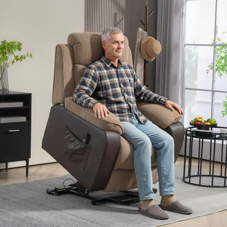 HOMCOM Power Lift Riser & Recliner Chair with Remote Control in Brown