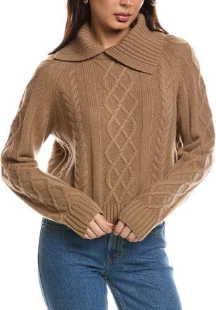 The Cashmere Project The Cashmere Project Removable Collar Cable Crop Sweater