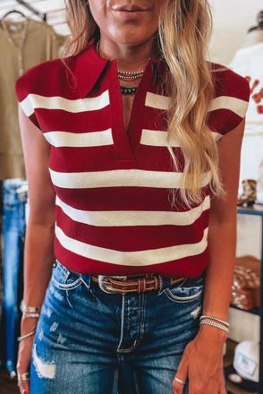 Azura Exchange Gestreept Gebreid Hemd met Kraag