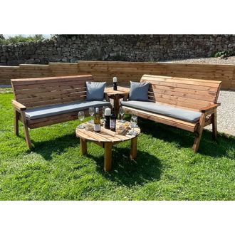 Charles Taylor Trading Six Seater Balmoral Corner Garden Furniture Set - Fully Assembled in Light Brown