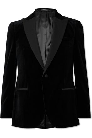 Mr P. Slim-Fit Twill-Trimmed Cotton-Velvet Tuxedo Jacket