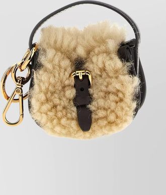 Etro shearling bag with buckle and keyring