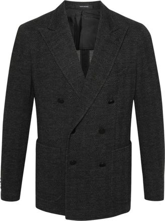 Tagliatore Gestreepte Double-Breasted Blazer - Heren - Blazers - Grijs - L - Wol - Jassen