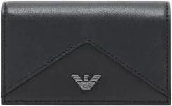 Emporio Armani Nappa Leren Kaarthouder Met Geometrische Flap - Heren - Portefeuilles - Zwart - ONE Size - Leer - Accessoires