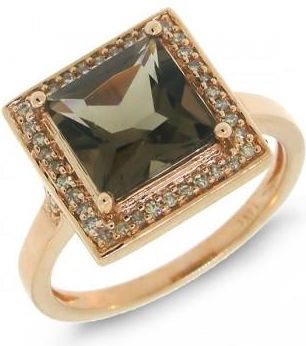 Allurez 0.20ct Diamond & 2.20ct Smokey Topaz 14k Rose Gold Ring
