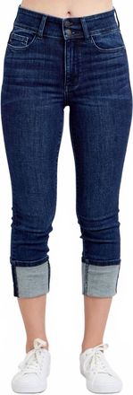 Judy Blue High Waist Double Waist Band Capri Jeans In Dark Wash