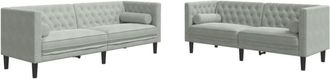 vidaXL Vidaxl - Set Divani Chesterfield 2pz con Cuscini Grigio Chiaro Velluto
