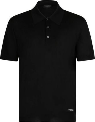 Prada Polo Shirts, male, Black, M, Embroidered Logo Polo Shirt