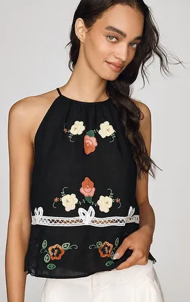 Rixo Cilla Embroidered Top