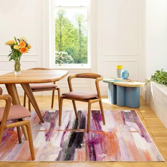 Kukoon Pink & Cream Multi Colour Abstract Machine Washable Soft Area Rug | Size: 160 cm x 230 cm