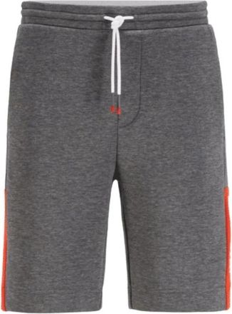 HUGO BOSS Interlock Jersey Shorts met Kleurvlak Logo - Heren - Korte Broeken - Grijs - S - Katoen - Korte Broeken