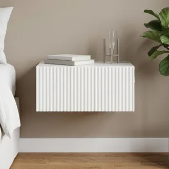 vidaXL Vidaxl Mobiletto Da Notte A Muro Bianco Lucido 49 X 34,5 X 20 Cm
