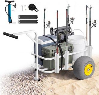 OEM Carro De Pesca Para Playa Con Ruedas Inflables De Pu 330 Mm Y Portaca&ntilde;as, 7 Soportes Para Ca&ntilde;as, Carrito Para Playa De Acero Al Carbono Con Capacidad 