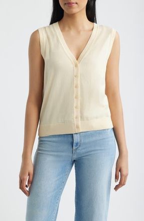 Mavi Button Front Cotton Sweater Vest in Vanilla at Nordstrom, Size X-Small