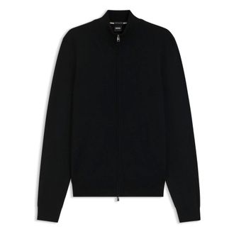 HUGO BOSS Truien & Vesten, Heren, Zwart, L, Wol, Cardigan met dubbele rits