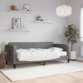 vidaXL Sof&aacute; Cama Con Colch&oacute;n Tela Gris Oscuro 90x190 Cm Vidaxl
