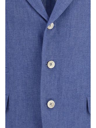 Brunello Cucinelli Mens Jacket Deconstructed Single-Breasted Denim Linen