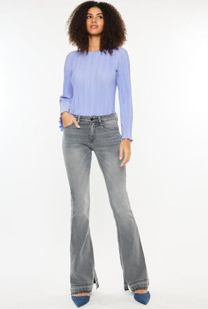Kancan Heidi Mid Rise Flare Jeans in Light Gray at Nordstrom, Size 25