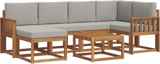 vidaXL Conjunto De Sof&aacute;s De Exterior 7 Uds. Gris Natural Y Claro Vidaxl