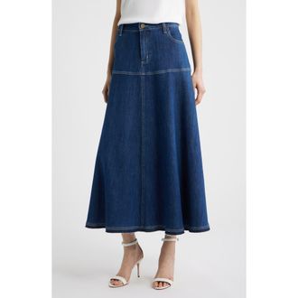 Kobi Halperin Ysabelle Raw Release Hem Denim Skirt in Medium Indigo at Nordstrom, Size 10