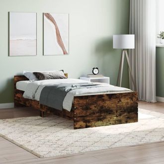 Berkfield Home Bed Frame Smoked Oak 100x200 cm Engineered Wood in Brown