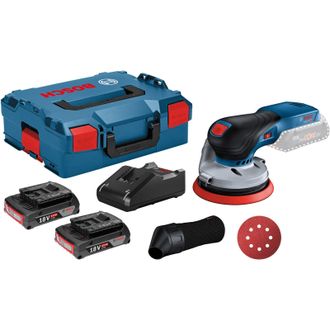 Bosch Lijadora Exc&eacute;ntrica Gex 18v-125 / 2x 2,0 Ah Bater&iacute;a + Cargador En L-boxx