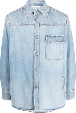 Valentino Garavani VLogo denim shirt - men - Cotton/Hemp - 48 - Blue