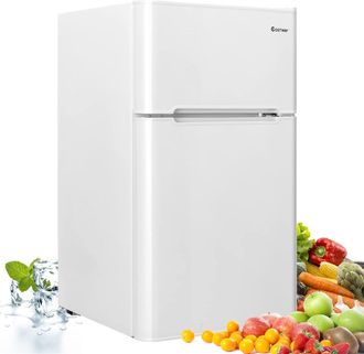 Costway Costway - Frigor&iacute;fico Compacto, Mini Nevera 90 L, Congelador Separado Con 2 Puertas, Luz Led De Amplio &Aacute;ngulo, Refrigeraci&oacute;n R&aacute;pida, Ahorro Energ&eacute;tico