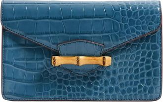 Pamela Munson The Jackie crocodile-effect clutch - women - Calf Leather - One Size - Blue