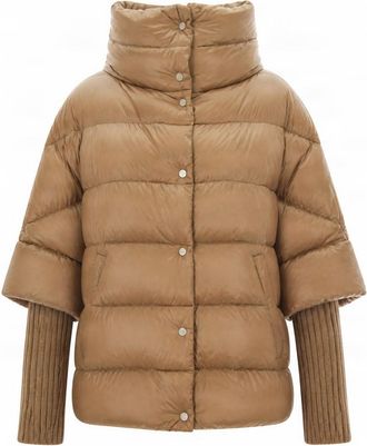 Herno Beige Quilted Mock Collar Jacket