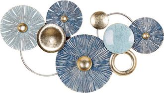 Beliani Decoraci&oacute;n De Pared Moderna De Hierro Hecho A Mano Adorno Azul Y Dorado Actinium