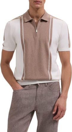 Bugatchi Quarter Zip Polo Sweater in Taupe at Nordstrom, Size X-Large