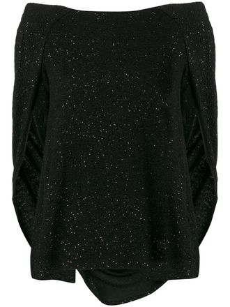 Talbot Runhof cape style glitter top - women - Spandex/Elastane/Acetate/Polyester - 38 - Black