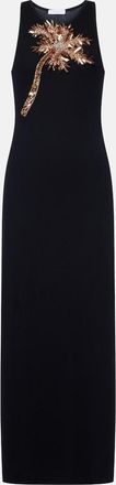 Paco Rabanne Embellished cotton-blend maxi dress