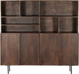 Moloo alto de 4 puertas en madera maciza marr&oacute;n