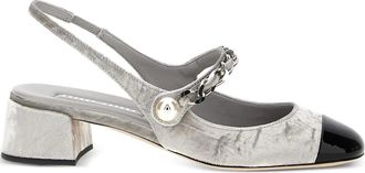 Miu Miu 35 mm fluwelen slingback pumps - Zilver