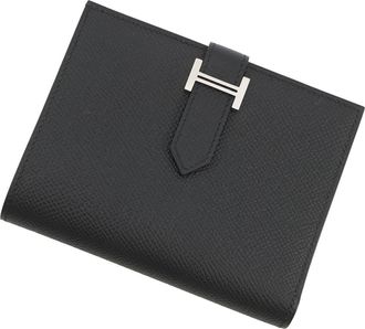 Herm&egrave;s Black Epsom Leather Wallet (Bi-Fold) (Pre-Owned)