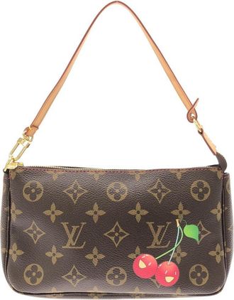 Louis Vuitton Marron Coated Canvas Pochette Pouch (Pre-Owned)