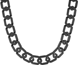 Robert Alton 4CTW Black Diamond Stainless Steel Black Finish Octagon Link Necklace