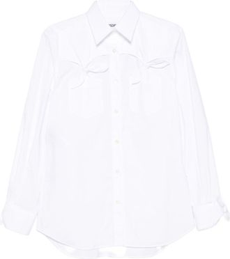 Moschino White Bow Detail Point Collar Top